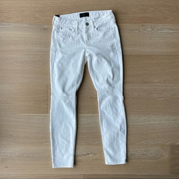 VINCE 5 Pocket Ankle Skinny White Distressed Jeans sz 24 - Picture 1 of 6